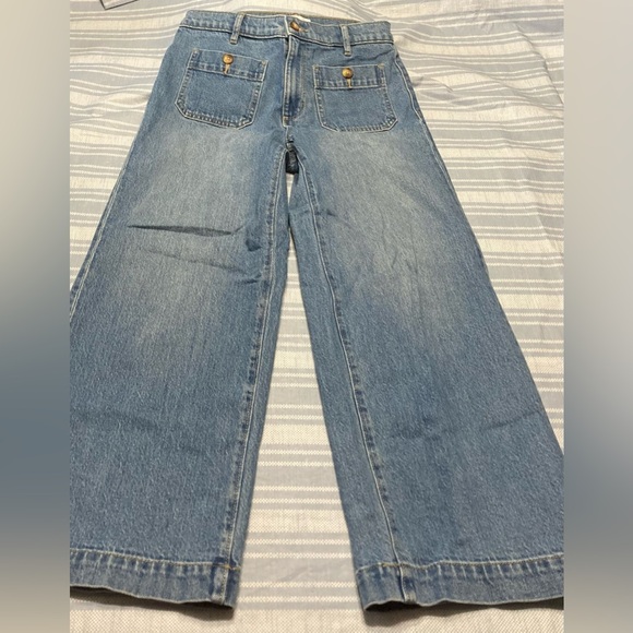 LOFT “The Palmer Wide Leg” light blue denim jeans. - Picture 4 of 6